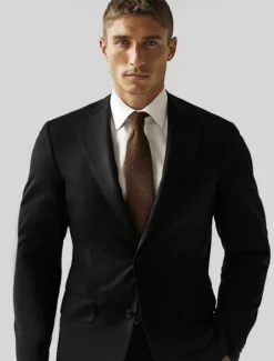 Men's Blazer Jacket School Formal Wedding Elegant Warm Fall Winter Wool Solid Color Single Breasted One-button Blazer Black