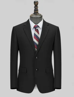 Men's Blazer Jacket School Formal Wedding Elegant Warm Fall Winter Wool Solid Color Single Breasted One-button Blazer Black