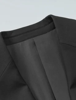 Men's Blazer Jacket School Formal Wedding Elegant Warm Fall Winter Wool Solid Color Single Breasted One-button Blazer Black