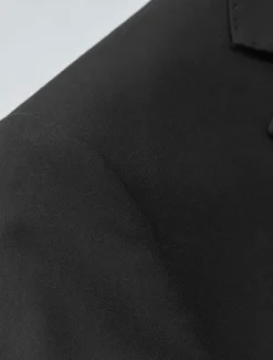 Men's Blazer Jacket School Formal Wedding Elegant Warm Fall Winter Wool Solid Color Single Breasted One-button Blazer Black