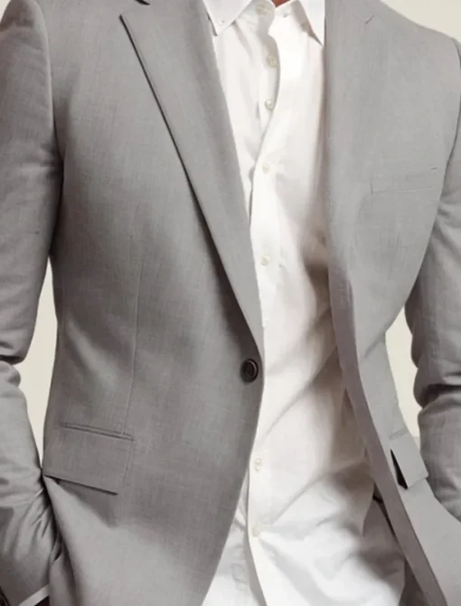 Men's Blazer Jacket Sport Coat Notch Collar Fashion Solid Colored Blazer Navy Blue Light Grey Standard Fit Single Breasted One-button