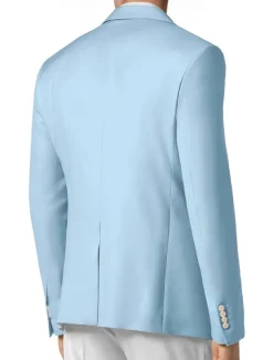 Men's Blazer Jacket Sport Coat Notch Collar Fashion Casual Solid Colored Sky Blue Sage Standard Fit Single Breasted Two-buttons