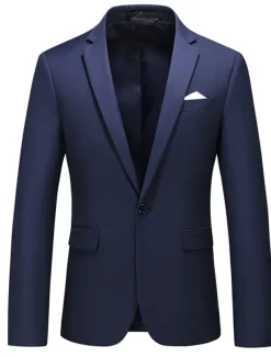 Men's Blazer Jacket Sport Coat Notch Collar Casual Solid Colored Black White Yellow Standard Fit Single Breasted One-button