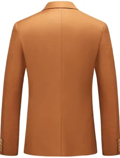 Men's Blazer Jacket Sport Coat Notch Collar Casual Solid Colored Black White Yellow Standard Fit Single Breasted One-button