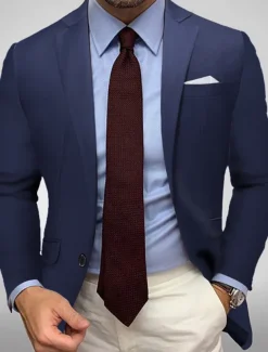 Men's Blazer Jacket Sport Coat Notch Collar Casual Solid Colored Black White Yellow Standard Fit Single Breasted One-button