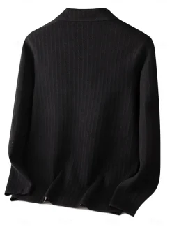 Men's Blazer Jacket Sweater Coat School Formal Wedding Elegant Warm Spring Fall Wool Nylon Solid Color Jacquard Multiple Pockets Comfy Single Breasted Two-button Blazer Black Dark Grey Army Green