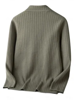 Men's Blazer Jacket Sweater Coat School Formal Wedding Elegant Warm Spring Fall Wool Nylon Solid Color Jacquard Multiple Pockets Comfy Single Breasted Two-button Blazer Black Dark Grey Army Green