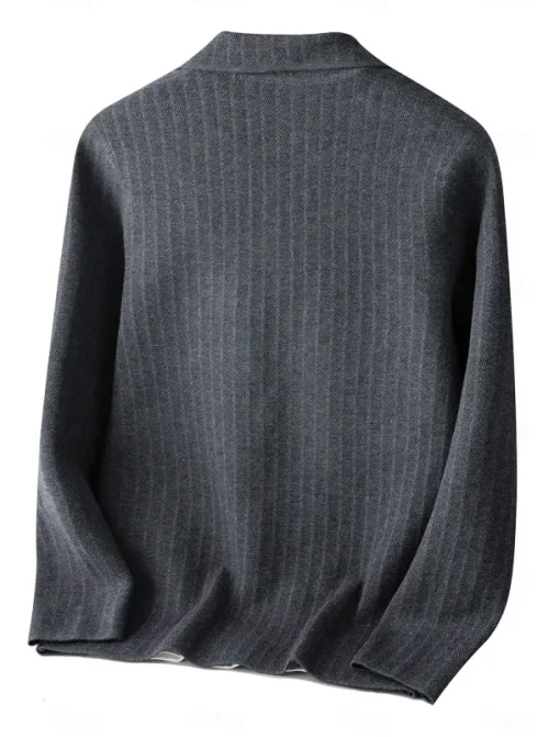 Men's Blazer Jacket Sweater Coat School Formal Wedding Elegant Warm Spring Fall Wool Nylon Solid Color Jacquard Multiple Pockets Comfy Single Breasted Two-button Blazer Black Dark Grey Army Green