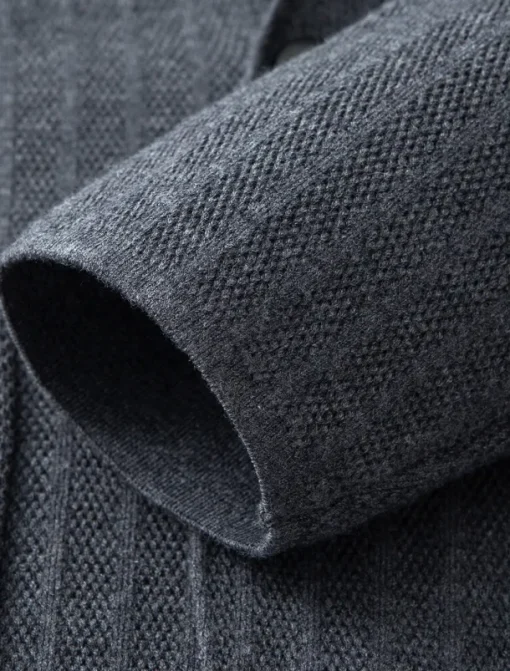 Men's Blazer Jacket Sweater Coat School Formal Wedding Elegant Warm Spring Fall Wool Nylon Solid Color Jacquard Multiple Pockets Comfy Single Breasted Two-button Blazer Black Dark Grey Army Green