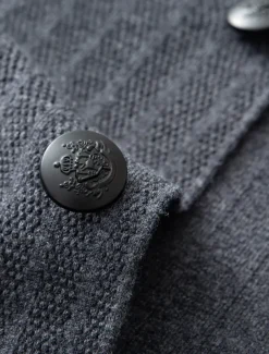 Men's Blazer Jacket Sweater Coat School Formal Wedding Elegant Warm Spring Fall Wool Nylon Solid Color Jacquard Multiple Pockets Comfy Single Breasted Two-button Blazer Black Dark Grey Army Green