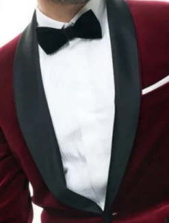 Men's Blazer Jacket Tuxedo Shawl Collar Fashion Party Casual Solid Colored Burgundy Tailored Fit Single Breasted One-button