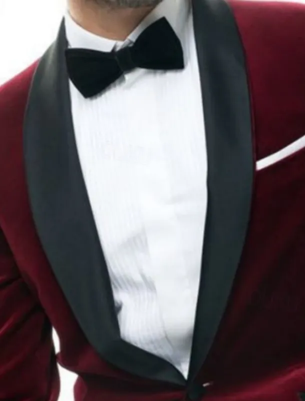 Men's Blazer Jacket Tuxedo Shawl Collar Fashion Party Casual Solid Colored Burgundy Tailored Fit Single Breasted One-button