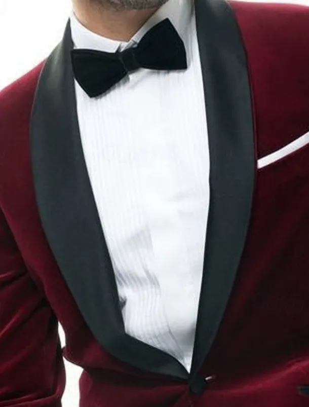 Men's Blazer Jacket Tuxedo Shawl Collar Fashion Party Casual Solid Colored Burgundy Tailored Fit Single Breasted One-button