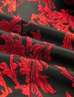 Men's Blazer Notch Collar Fashion Floral Red Standard Fit Single Breasted One-button