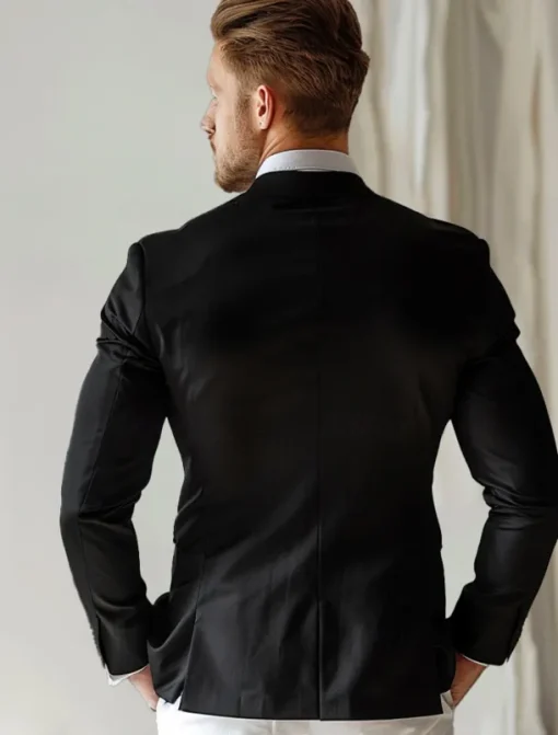 Men's Blazer Outdoor Sports & Outdoor Causal Pocket Daily Spring & Fall POLY Solid Color Button Pocket Thermal Warm Sunscreen Double Breasted Blazer Black