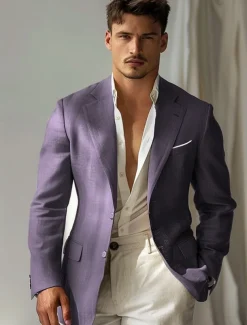 Men's Blazer Outdoor Sports & Outdoor Causal Pocket Daily Spring & Fall POLY Solid Color Button Pocket Thermal Warm Sunscreen Double Breasted Blazer Black