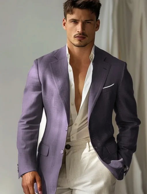 Men's Blazer Outdoor Sports & Outdoor Causal Pocket Daily Spring & Fall POLY Solid Color Button Pocket Thermal Warm Sunscreen Double Breasted Blazer Black