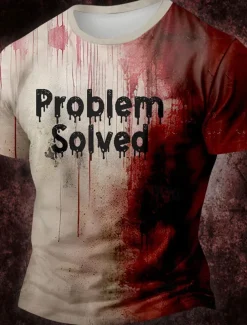 Men's Blood stains T shirt Short Sleeve T shirt 3D Print Crew Neck Shirt Designer Gothic Party Street Casual Red Khaki Summer Spring Clothing Apparel S M L XL XXL XXXL