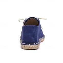 Men's Blue Canvas Espadrille Lace-Up Shoes with Jute Rope Sole – Comfortable Summer Casual Footwear