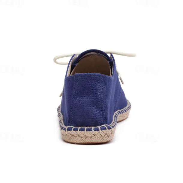 Men's Blue Canvas Espadrille Lace-Up Shoes with Jute Rope Sole – Comfortable Summer Casual Footwear