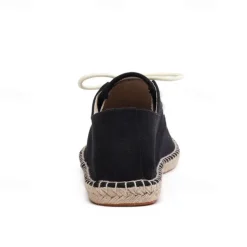 Men's Blue Canvas Espadrille Lace-Up Shoes with Jute Rope Sole – Comfortable Summer Casual Footwear