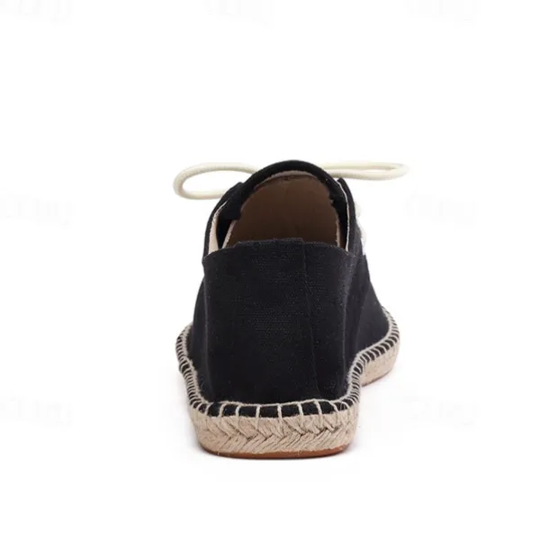 Men's Blue Canvas Espadrille Lace-Up Shoes with Jute Rope Sole – Comfortable Summer Casual Footwear