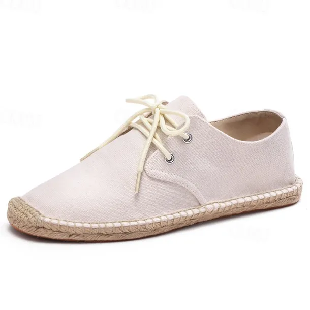 Men's Blue Canvas Espadrille Lace-Up Shoes with Jute Rope Sole – Comfortable Summer Casual Footwear