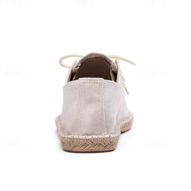 Men's Blue Canvas Espadrille Lace-Up Shoes with Jute Rope Sole – Comfortable Summer Casual Footwear