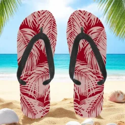 Men's Blue Leaf Printed Flip Flops – Tropical & Stylish Style for Beach Vacations, Island Hopping & Beachside Dinners