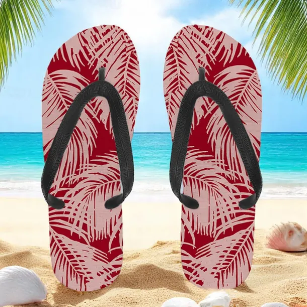 Men's Blue Leaf Printed Flip Flops – Tropical & Stylish Style for Beach Vacations, Island Hopping & Beachside Dinners