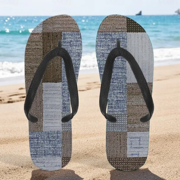 Men's Blue Leaf Printed Flip Flops – Tropical & Stylish Style for Beach Vacations, Island Hopping & Beachside Dinners