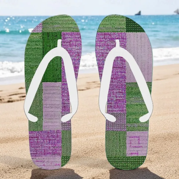 Men's Blue Leaf Printed Flip Flops – Tropical & Stylish Style for Beach Vacations, Island Hopping & Beachside Dinners