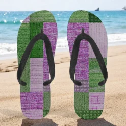 Men's Blue Leaf Printed Flip Flops – Tropical & Stylish Style for Beach Vacations, Island Hopping & Beachside Dinners