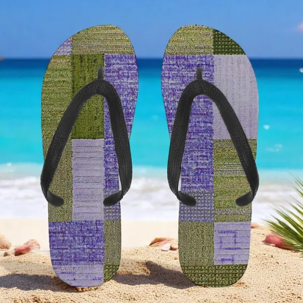 Men's Blue Leaf Printed Flip Flops – Tropical & Stylish Style for Beach Vacations, Island Hopping & Beachside Dinners
