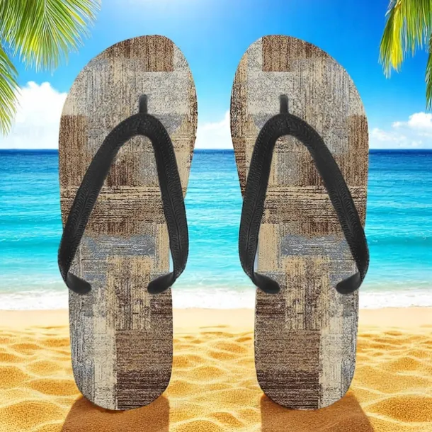 Men's Blue Leaf Printed Flip Flops – Tropical & Stylish Style for Beach Vacations, Island Hopping & Beachside Dinners