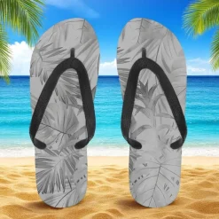 Men's Blue Leaf Printed Flip Flops – Tropical & Stylish Style for Beach Vacations, Island Hopping & Beachside Dinners