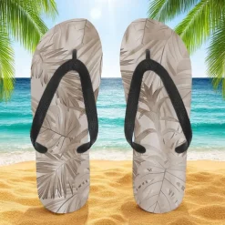 Men's Blue Leaf Printed Flip Flops – Tropical & Stylish Style for Beach Vacations, Island Hopping & Beachside Dinners