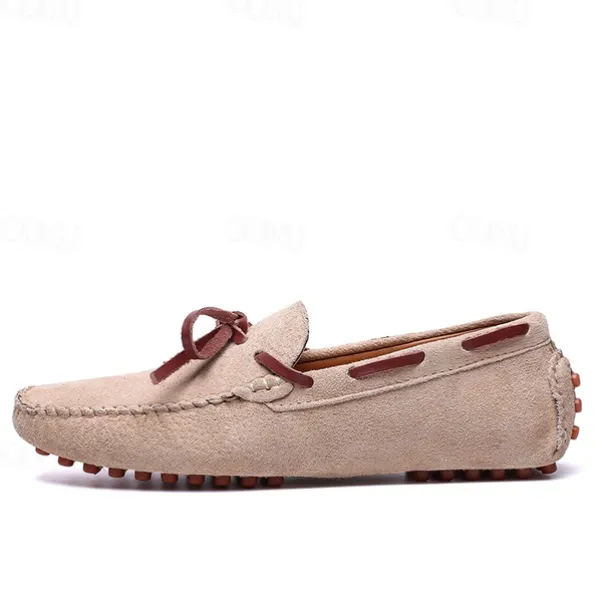 Men's Blue Suede Loafers - Casual Slip-On Driving Shoes with Leather Laces