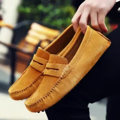 Men's Blue Suede Loafers – Stylish Slip-On Driving Moccasins for Casual & Formal Wear