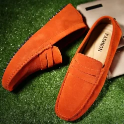 Men's Blue Suede Loafers – Stylish Slip-On Driving Moccasins for Casual & Formal Wear