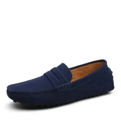 Men's Blue Suede Loafers – Stylish Slip-On Driving Moccasins for Casual & Formal Wear