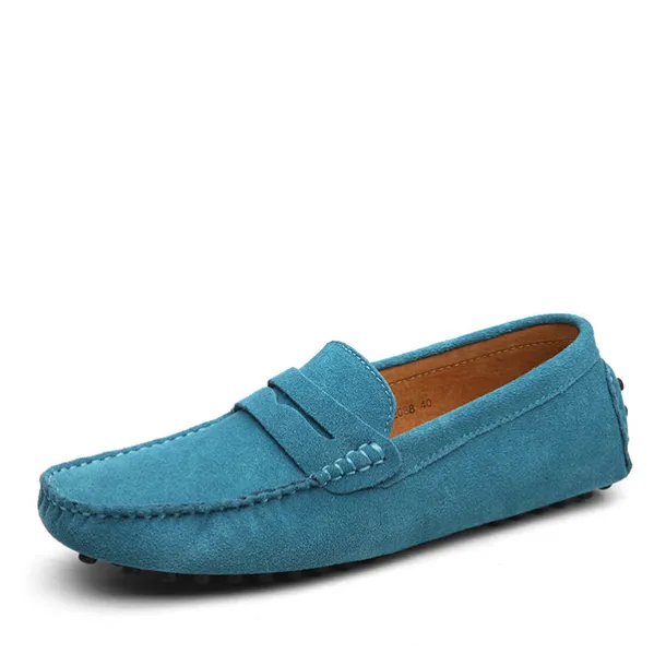 Men's Blue Suede Loafers – Stylish Slip-On Driving Moccasins for Casual & Formal Wear