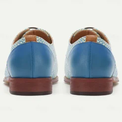 Men's Blue Woven Oxford Shoes – Elegant Nylon Knit Lace-Up Shoes for Business & Formal Events