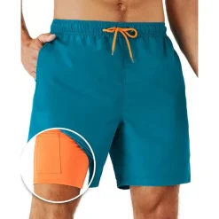 Men's Board Shorts Swim Shorts Swim Trunks Shorts With Compression Liner Plain Comfort Breathable Holiday Going out Swimming Pool Hawaiian Boho Black Pink