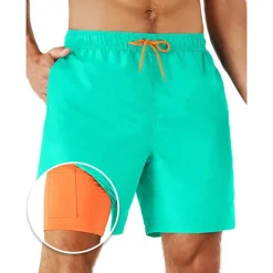 Men's Board Shorts Swim Shorts Swim Trunks Shorts With Compression Liner Plain Comfort Breathable Holiday Going out Swimming Pool Hawaiian Boho Black Pink