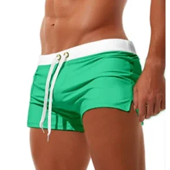 Men's Board Shorts Swim Shorts Swim Trunks Drawstring with Mesh lining Zipper Pocket Solid Color Quick Dry Comfortable Holiday Swimming Pool Hawaiian Casual / Sporty Slim Black White Low Waist