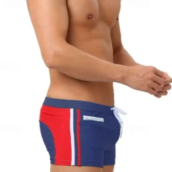 Men's Board Shorts Swim Shorts Swim Trunks Patchwork Drawstring Elastic Waist Color Block Comfort Quick Dry Short Holiday Beach Weekend Fashion Casual Black Red Micro-elastic