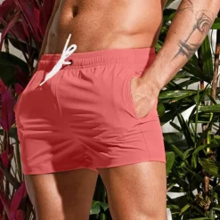 Men's Board Shorts Swim Shorts Swim Trunks Drawstring Elastic Waist Plain Comfort Quick Dry Short Holiday Beach Weekend Fashion Casual Black White Micro-elastic