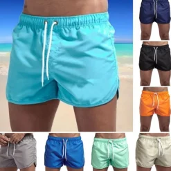 Men's Board Shorts Swim Shorts Swim Trunks Elastic Waist Solid Color Quick Dry Short Daily Gym Bathing Chic & Modern Casual / Sporty Black White Micro-elastic