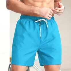 Men's Board Shorts Swim Shorts Swim Trunks Color Block Plain Quick dry Breathable Drawstring Elastic Waist Vacation Beach Hawaiian Casual Dark Red Navy Blue